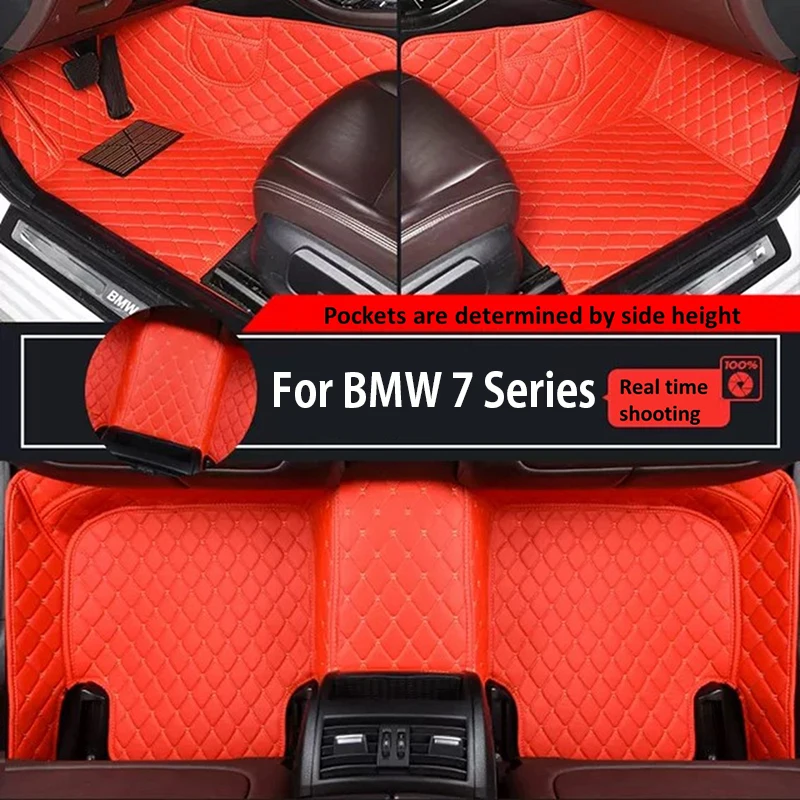 Custom Car Floor Mats for BMW 7 Series E66 Long 2001-2008 Years 100% Fit Phone Pocket Carpet Interior Car Accessories