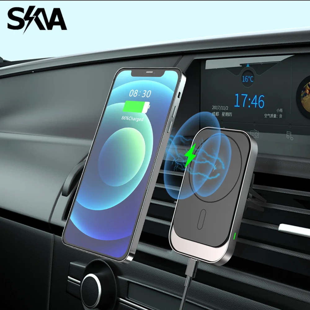 

Magnetic Car Wireless Chargers 15W Fast Qi Phone Charger Wireless Air Vent Phone holder mount compatible for iphone 12 series