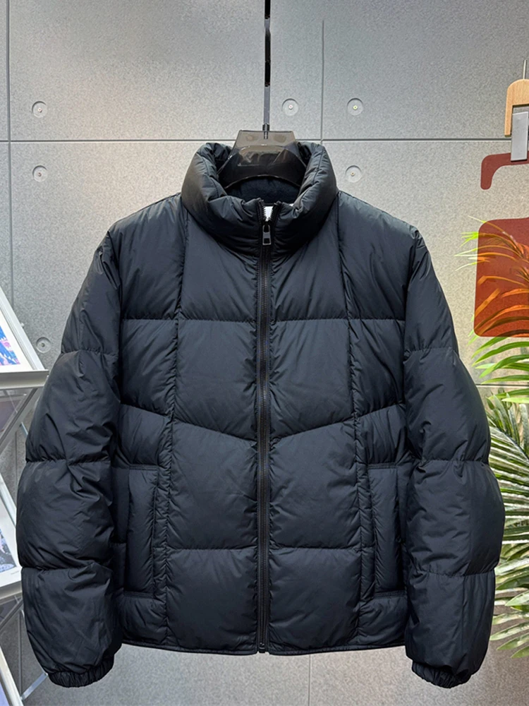 

Мужская зимняя куртка премиум-класса с воротником-стойкой, на пуху, теплая, повседневная, модная, из полиэфирного волокна, на молнии