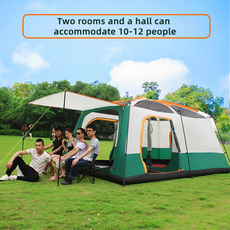 Tent Outdoor Two rooms A Hall 4-6 People Camping Rainproof Thickening Multi Camping Convenient Folding Equipment Tent