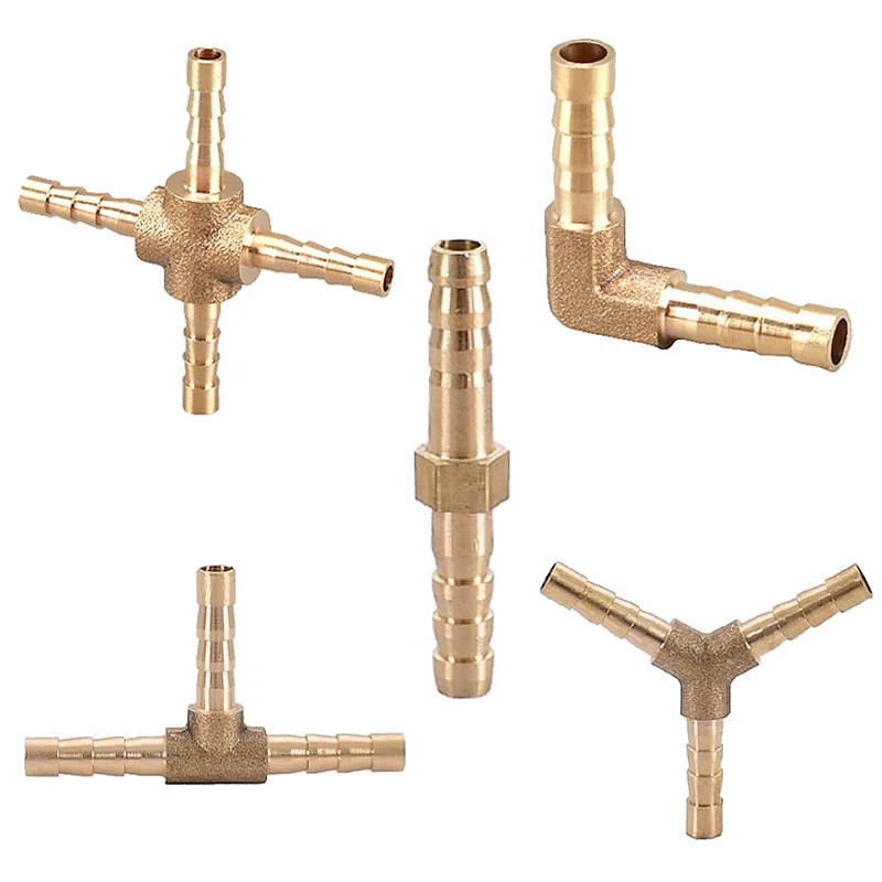 3-6mm T Y Shape Joint Brass Pagoda Connector Hose Barb Pipe Fittings Straight Elbow Equal Garden Water Irrigation Accessories