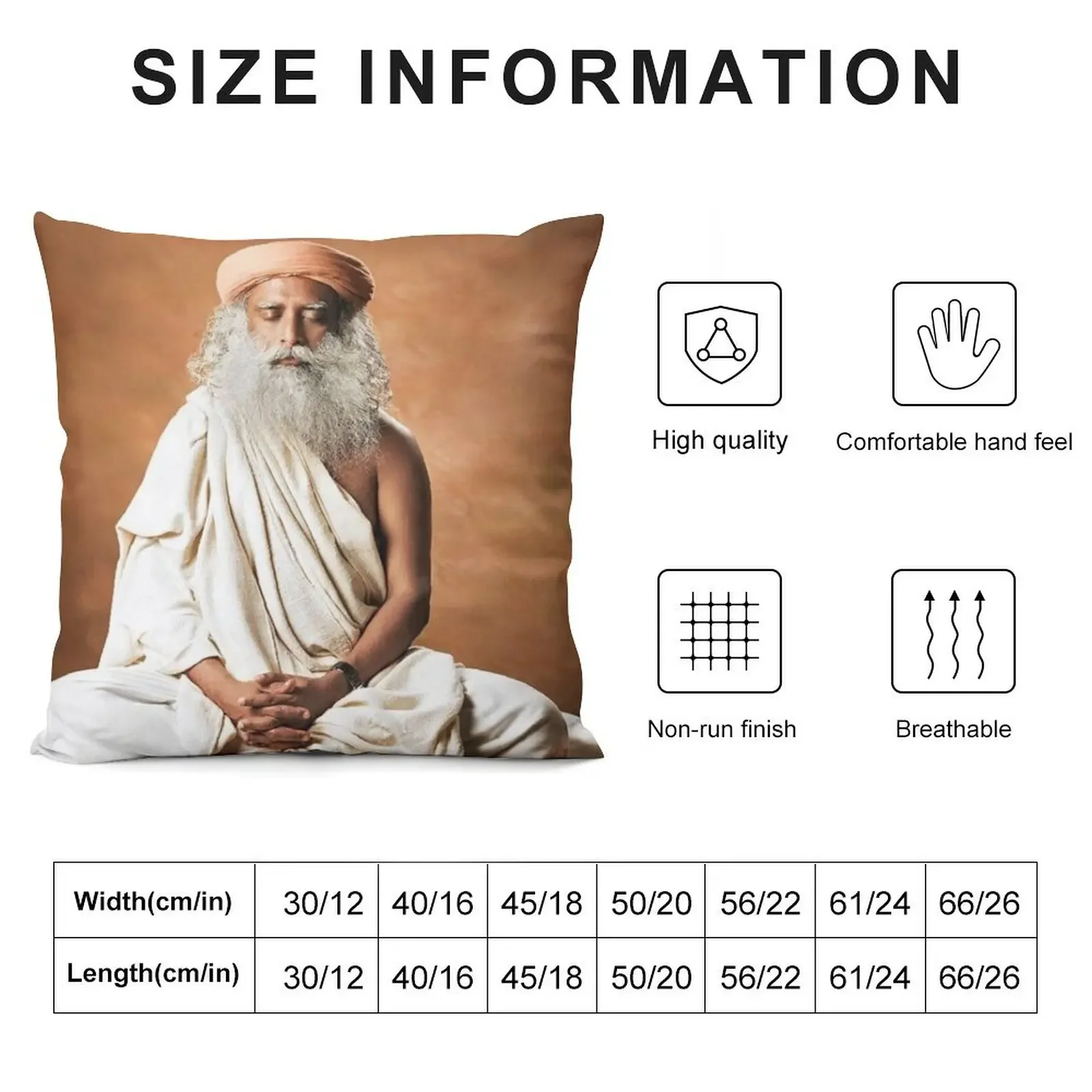 Sadhguru Throw Pillow Embroidered Cushion Cover Pillow Cases Decorative pillow