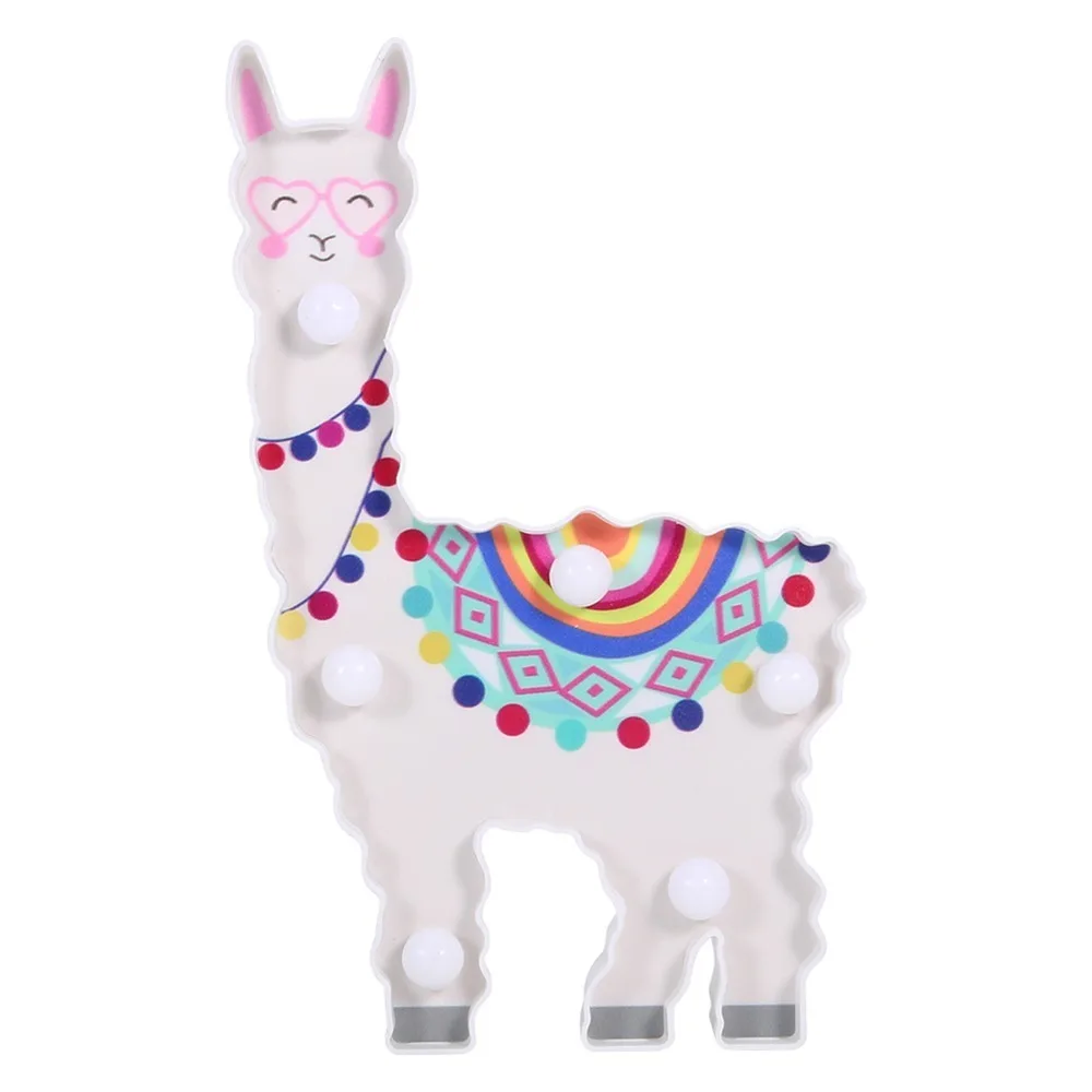 Cute 6 LED LED Night Light Battery Powered Animal Shape Night Lamp Warm White Painted Llama Night Light Party