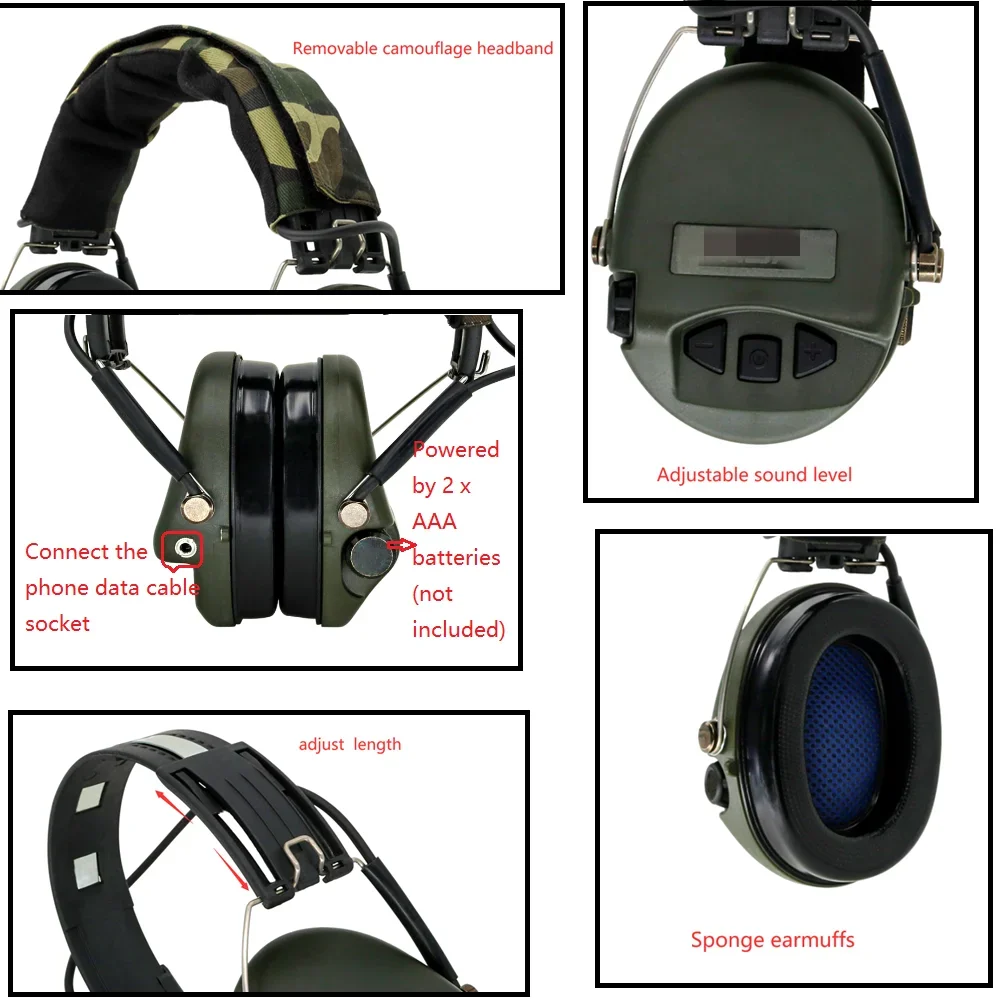 SORDIN Tactical Headset IPSC Version Active Sound Pickup and Noise Reduction Airsoft Headphones SORDIN Hunting Electronic Muffs