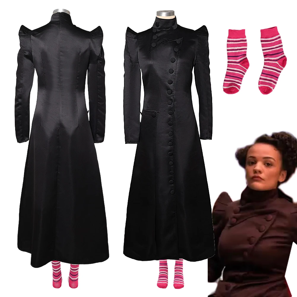 

Disguise Wicked 2 Nessarose Cosplay Black Dress Costume Socks Long Skirt Uniform Outfits Halloween Carnival Party Adult Women