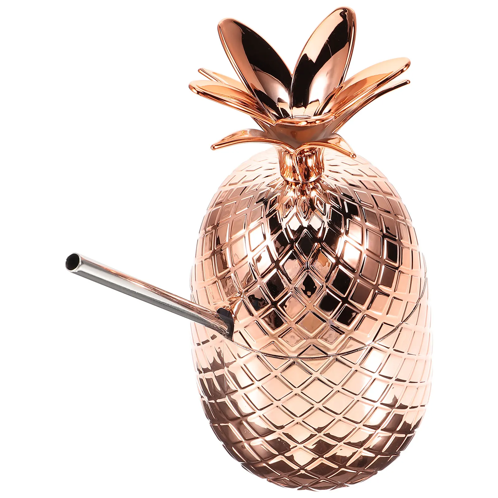 

Cups with Straw Drinking Shaker Fruit for Party Beverage Decorative Rose Gold Pineapple Cocktails Hawaiian Child