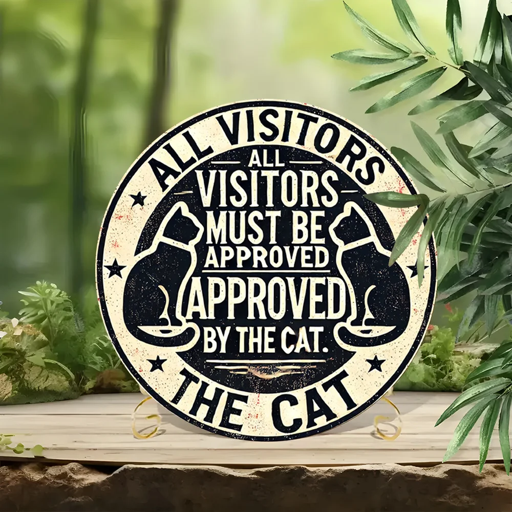 1pc Vintage Cat Sovereignty 20.32cm Round Metal Sign – 