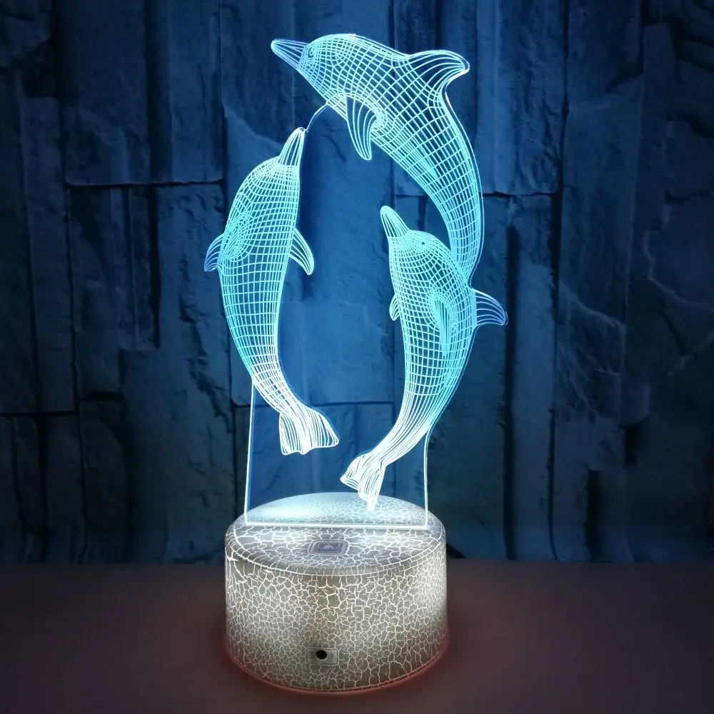 Nighdn Dolphin Night Lights para decoración de habitación, lámpara Led de mesa de escritorio que cambia de Color, luz nocturna para niños, regalo de cumpleaños y Navidad