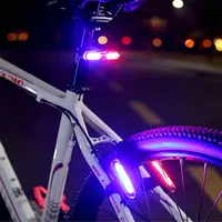 USB Rechargable Bicycle Light Led Blue Red Dual Color Temperture Waterproof Cycling Taillight Bike Light with Memory Function