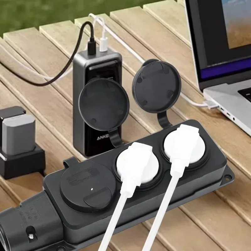 Connector Socket Waterproof Dustproof Design European Standard 1/2/3-position Outlet Wireless Extension Power Strip with Cover