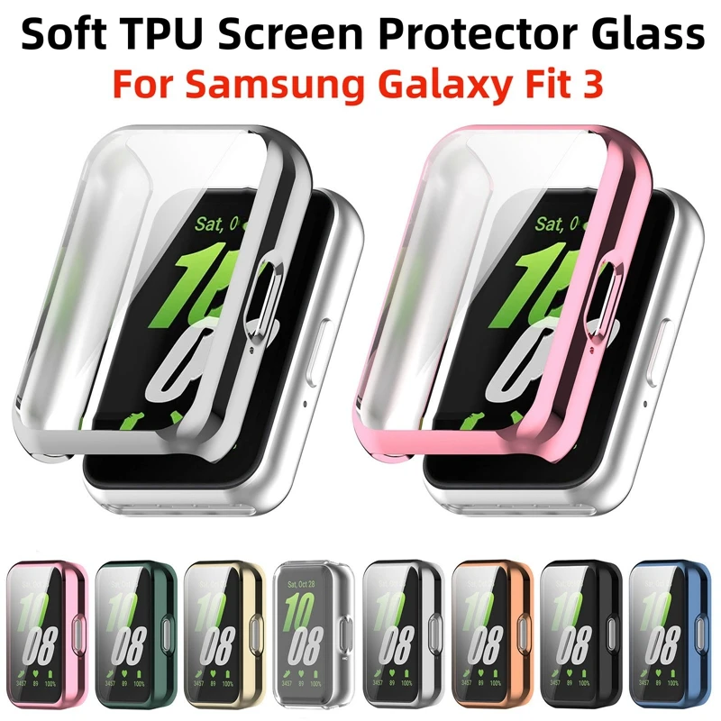 Soft TPU Case Glass For Samsung Galaxy Fit 3 Screen Protector Bumper Shell for Samsung Galaxy Fit3 Smartwatch Cover Accessories