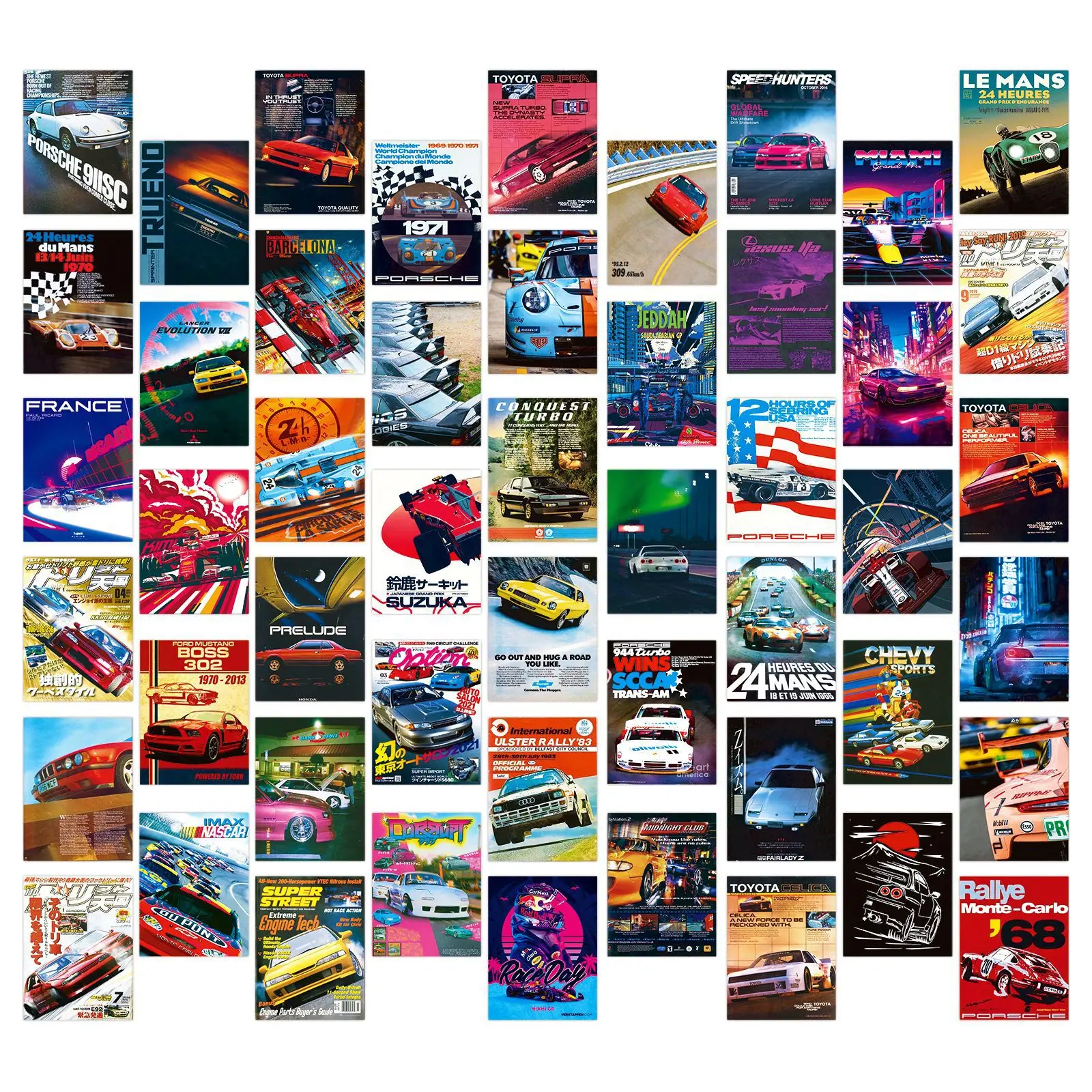 50Pcs JDM Retrofit Racing Car Graffiti Stickers Decals Kid Toy Waterproof DIY Phone Car Bike Cool Cartoon Graffiti Sticker