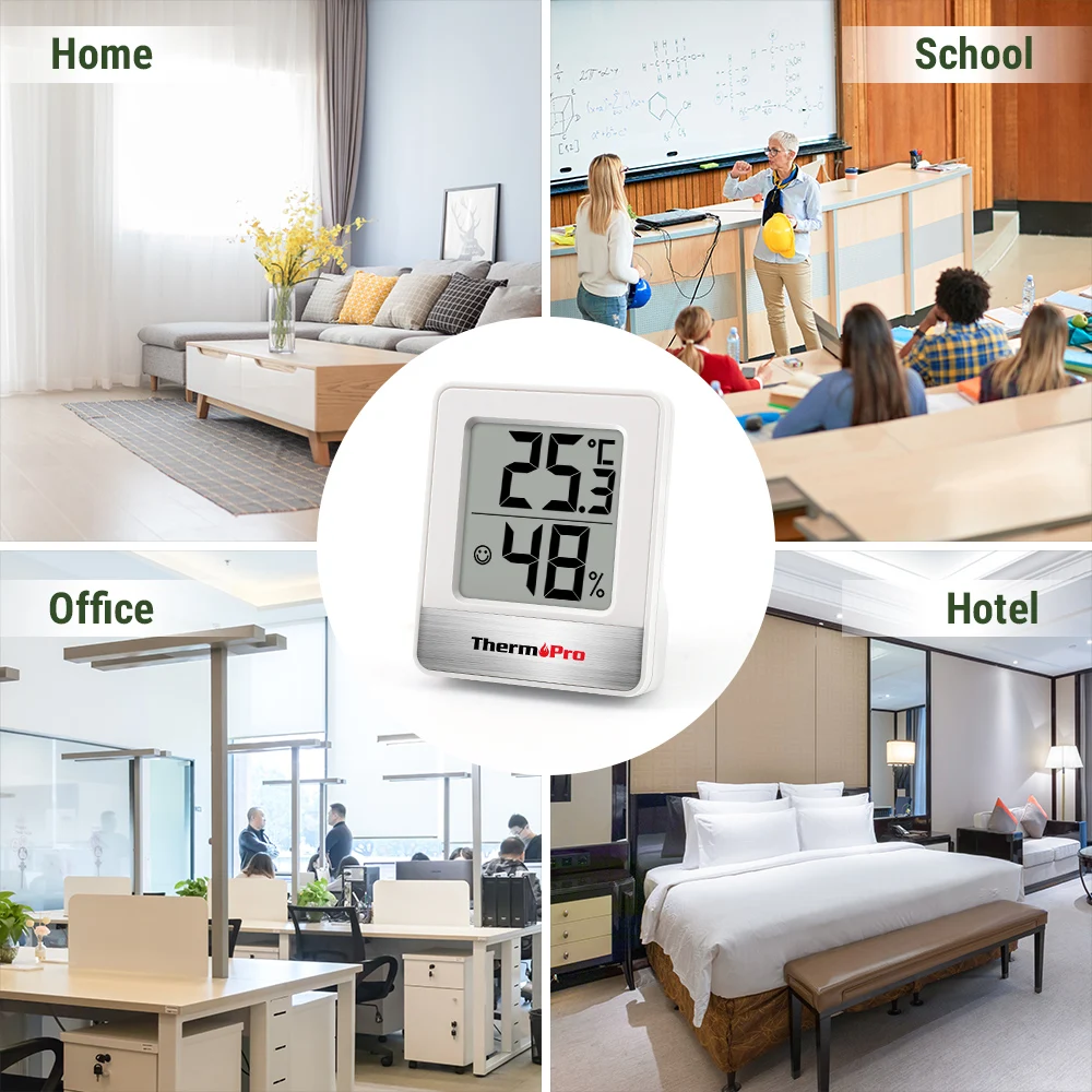 TP49 Mini Hygrometer Weather Station Black White Digital Room Thermometer Hygrometer Temperature Humidity Monitor