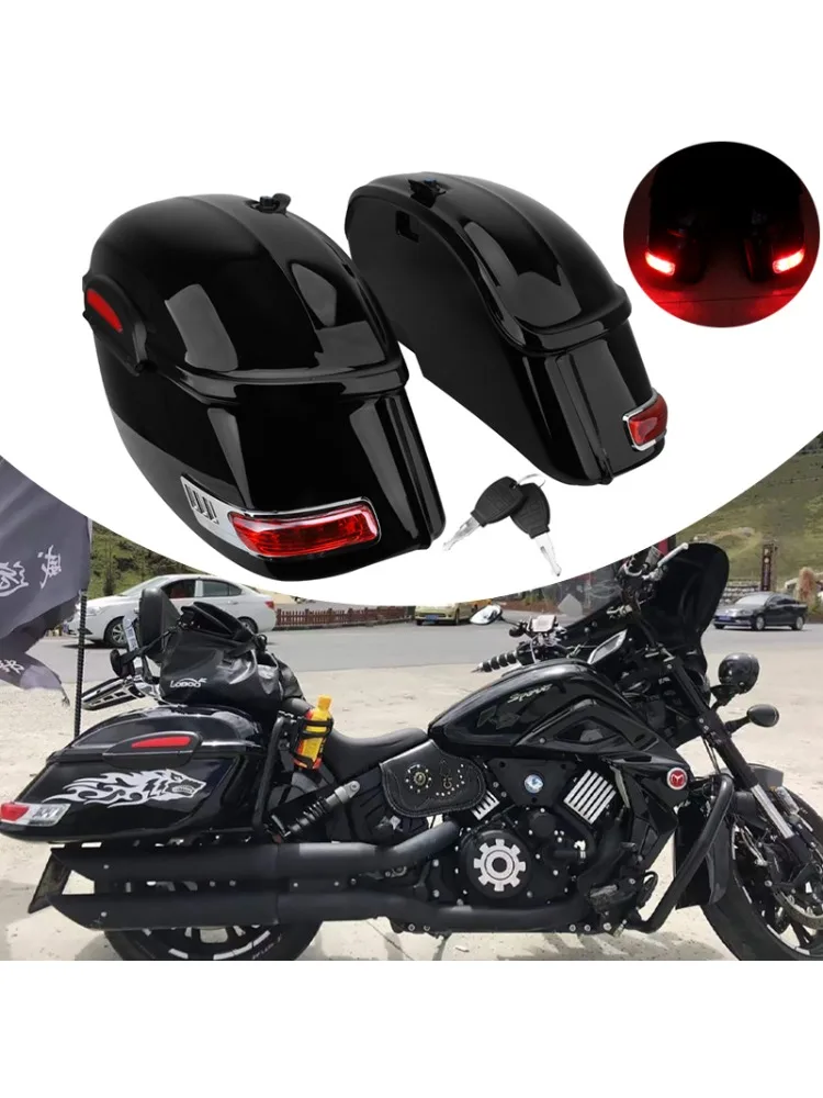 Motoraccessoires Zijkoffers 2-delig Zijdoos Staartbagage Fietstas Cargo Zwart Universeel Voor Harley Voor Suzuki Voor Honda - afbeelding 2