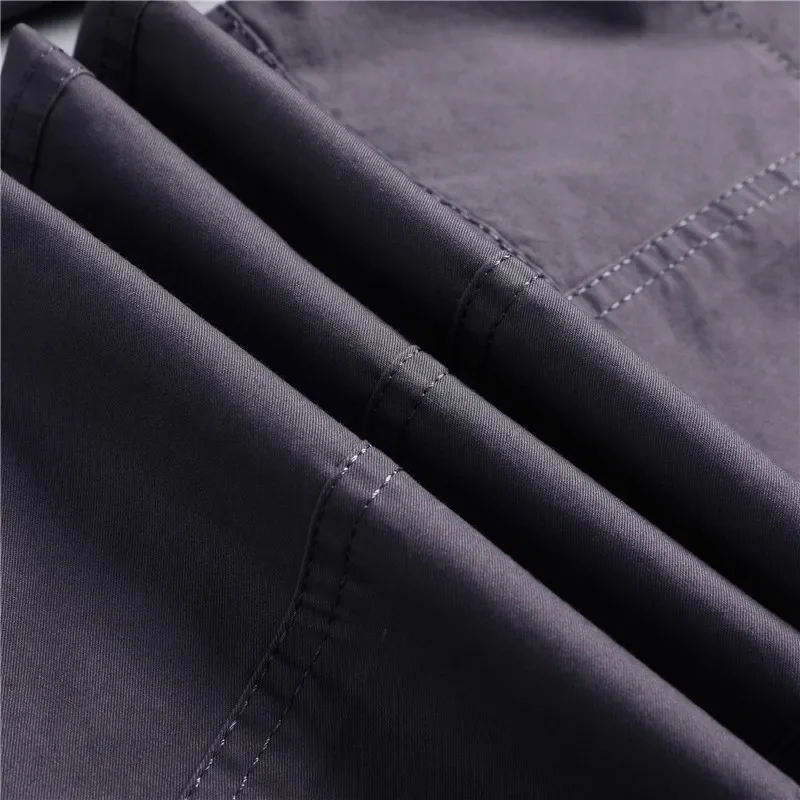 البوب الصيف رقيقة وزرة القطن الرجال متعددة جيب فضفاضة كبيرة الحجم العمل السراويل الربيع والخريف السراويل الرياضية في الهواء الطلق غير رسمية