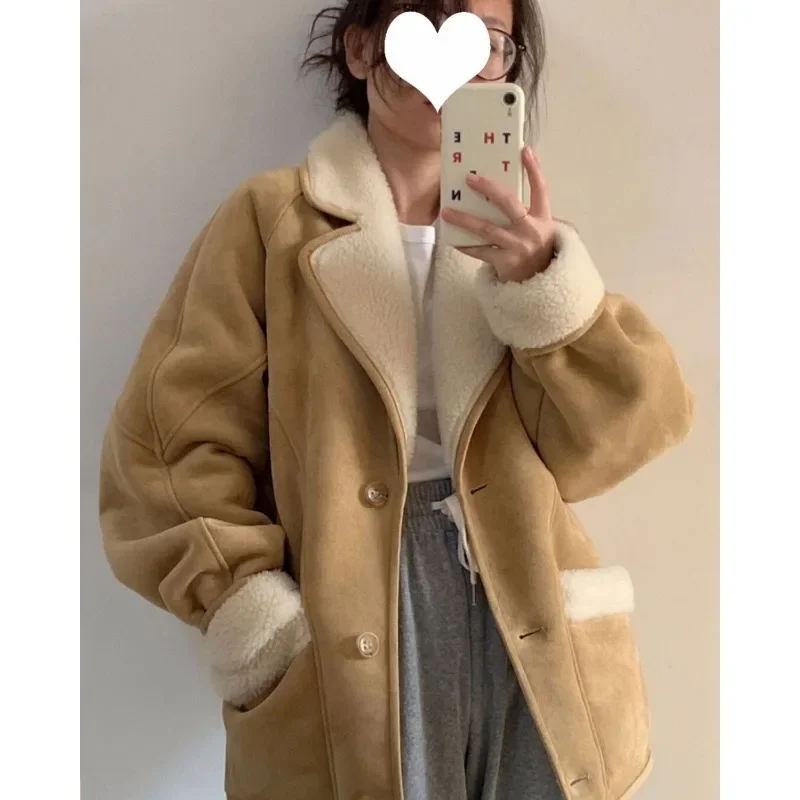 2023 Winter New Suede Lamb Wool Short Coat for Women Thickened Small Fragrance Fur One Piece Tidal Lamb Fleece Overcoat