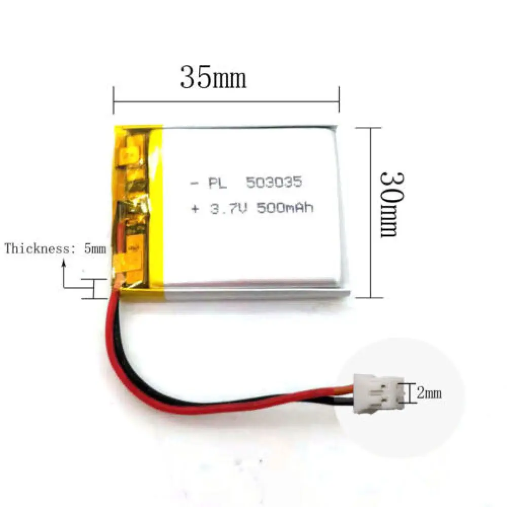 

1pcs 3.7 V 500 mAh 503035 Lithium Polymer Ion Battery GPS MP3 Smart Watch Camera Power Bank Charging Treasure Power Laptop MP4
