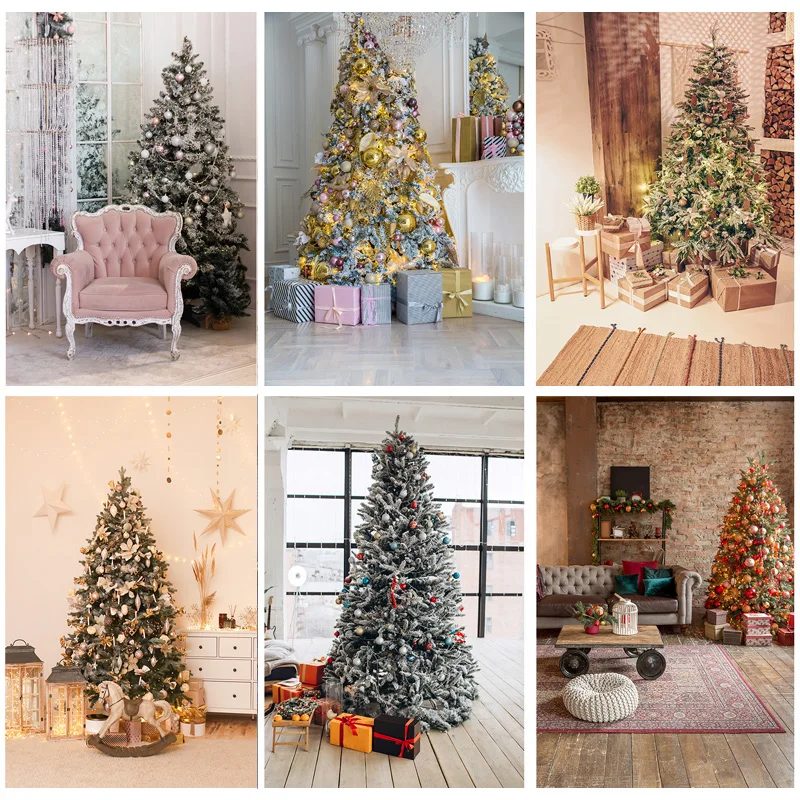 

SHUOZHIKE Christmas Photography Background Christmas Tree Fireplace Backdrops For Photo Studio Props 21525 JPE-67