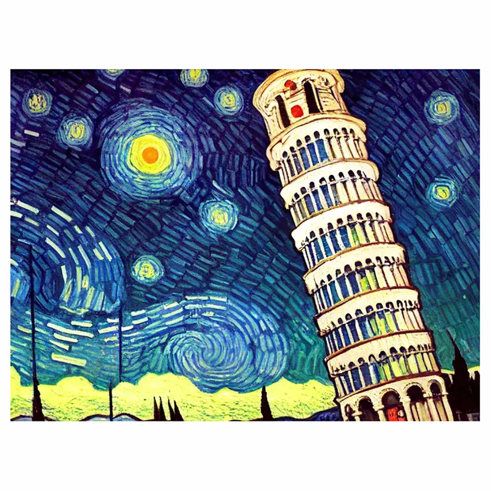 

KamyYi 5d Diamond Painting Vincent's Pisa Leaning Tower Mosaic Handmade Full Square/Round Diamond Embroidery Home Decoration