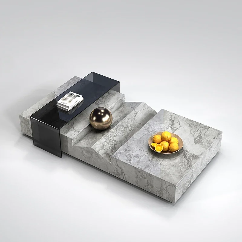 Luxury High-End Stone Plate Coffee Table Living Room Home Large and Small Apartment Type Modern Simple opposite Sex Coffee Table