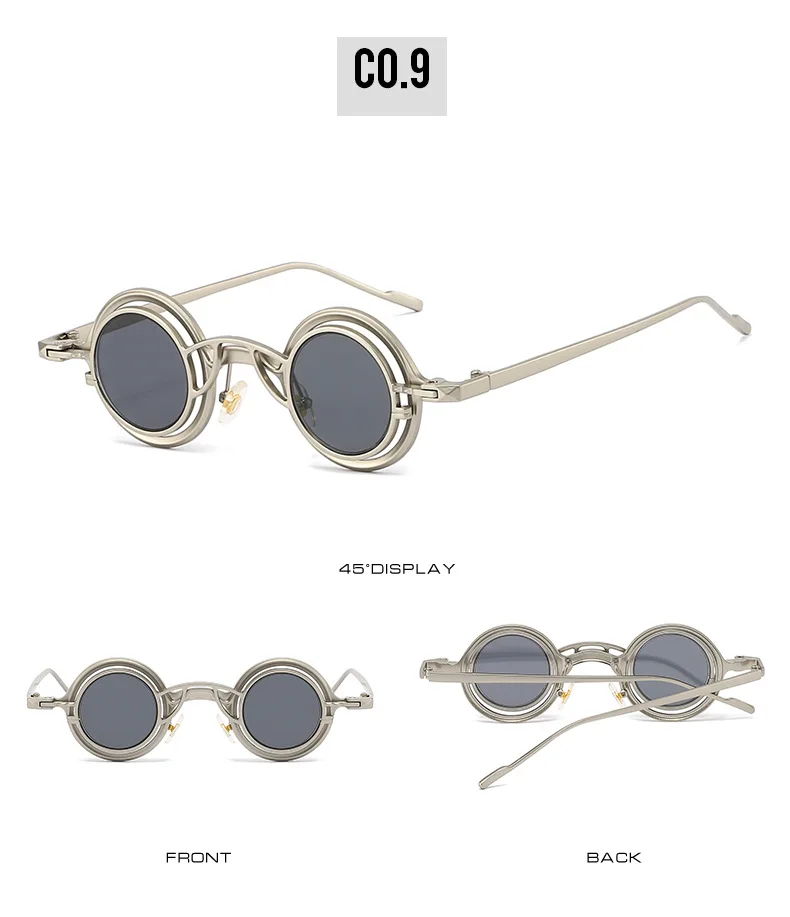 Neue Runde Sonnenbrille Unisex Frauen Männer Steampunk Brille Persönlichkeit Hip-hop Mode Sonnenschutz UV400 Kleine Brillen – Detail 15