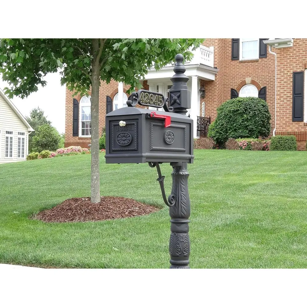 

Elegant Black Cast Iron Mailbox for Residential Use - Unique and Authentic Design