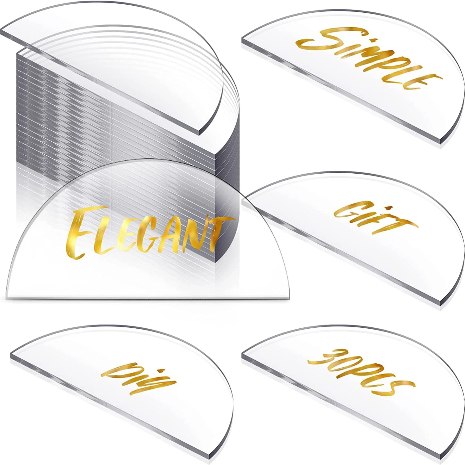 

10PCS Clear Acrylic Wedding Place Cards Half Circle Acrylic Sign DIY Blank Semicircle Acrylic Table Numbers Wish Sign Wedding