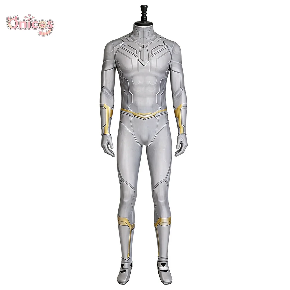 Wandavision Vision Cosplay Costume White Male Vision Jumpsuit Cloak Superhero Bodysuit Cape Full Set Halloween Carnival Onicos - view 3