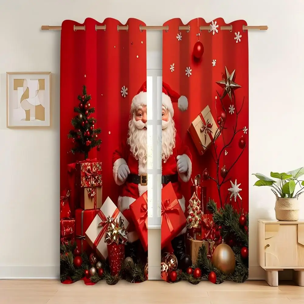 200060    Customize new Christmas red classic digital printed decorative blackout curtains