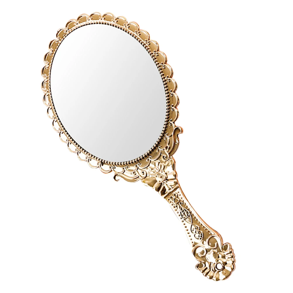 Vintage Handheld Mirror Baroque Design Makeup Haircut Travel Size Reflection Compact Portable Women Barber Self Haircut