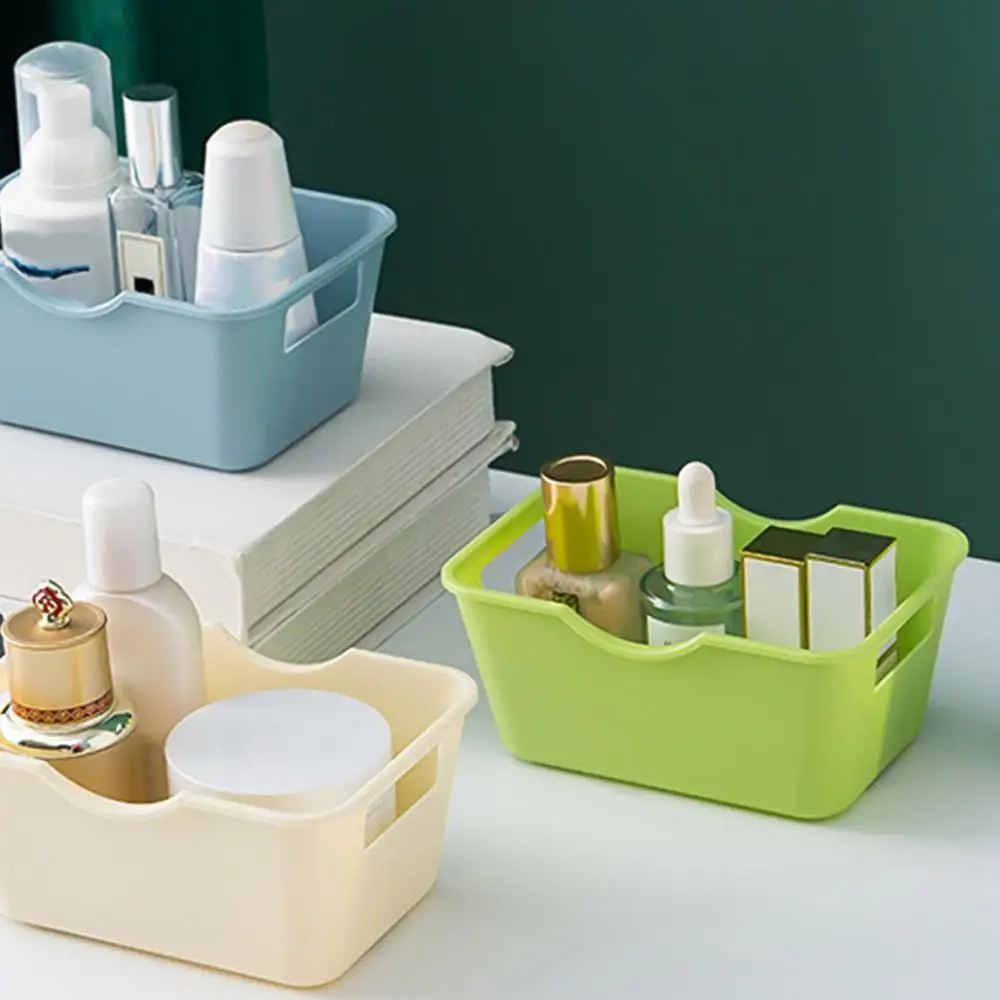 Portable Mini Storage Baskets Desktop Sundries Organizer Laundry Basket Plastic Cosmetic Makeup Sorting Basket with Handle