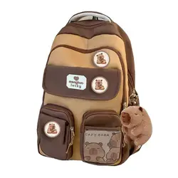 Cute Capybara Schoolbag Large Capacity Adjustable Strap Versatile Backpack Waterproof Computer Bag Student