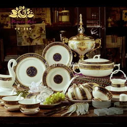 60pcs dishes sets dinnerware Plates Tableware set Jingdezhen high-grade bone Dishes Western-style Phnom Penh ceramic home gift