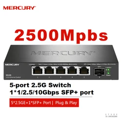 水銀ネットワークハブおよびスプリッター、プラグおよび再生、5ポート、2500mbps rj45、5 * 2.5ge 1 * sfpポート、10g sfpスイッチ、se106