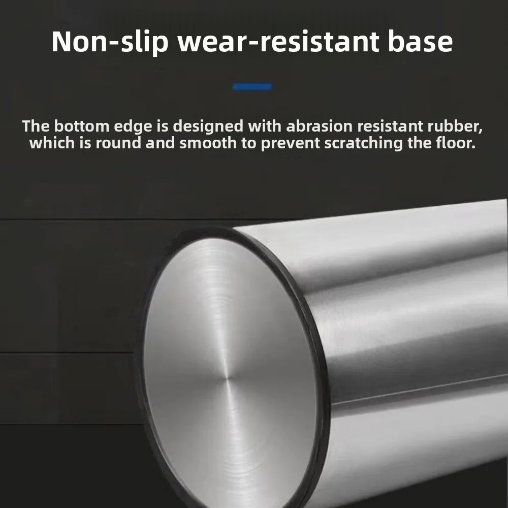 

Outdoor Round Large Garbage Bin Stainless Steel Standing Trash Can Durable High Cylindrical Waste Bin for Public Place Garden