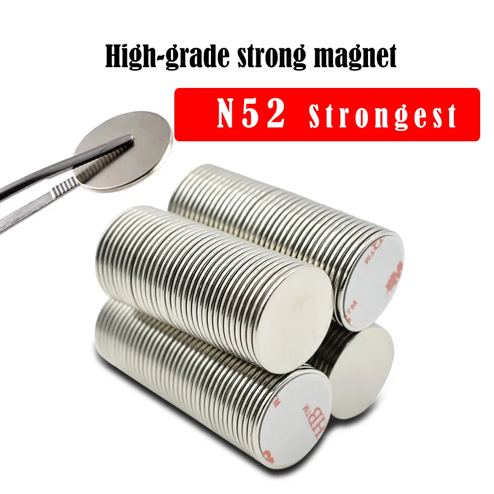 6/10pcs N52 Neodymium magnet with double-sided tape small super strong Permanent magnetic Fridge Rectang Round magnet