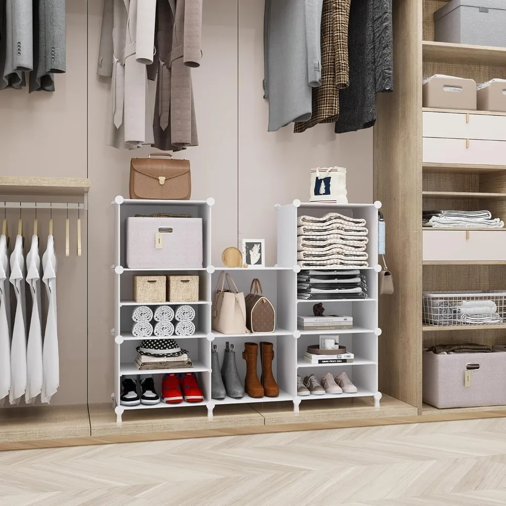 منظم خزانة مكون من 8 مكعبات قابل للتكديس مع أرفف تخزين للملابس والإكسسوارات