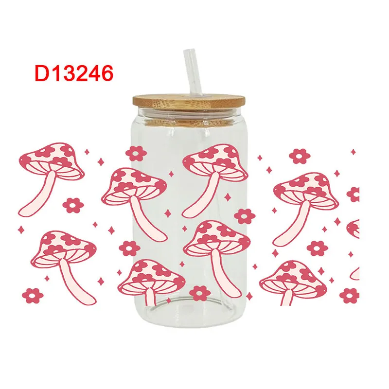 3D UV DTF Transfers Stickers 16oz Cup Wraps Plant Mushrooms Printed For DIY Glass Ceramic Metal Leather Etc. D13244