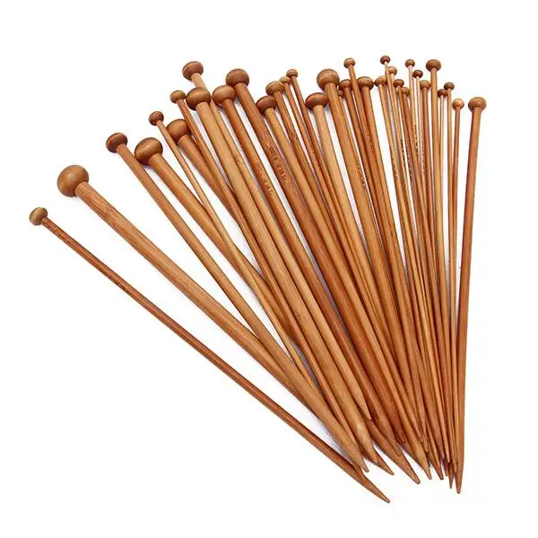 36pcs 18 Sizes Carbonized Bamboo Crochet Knitting Single Pointed