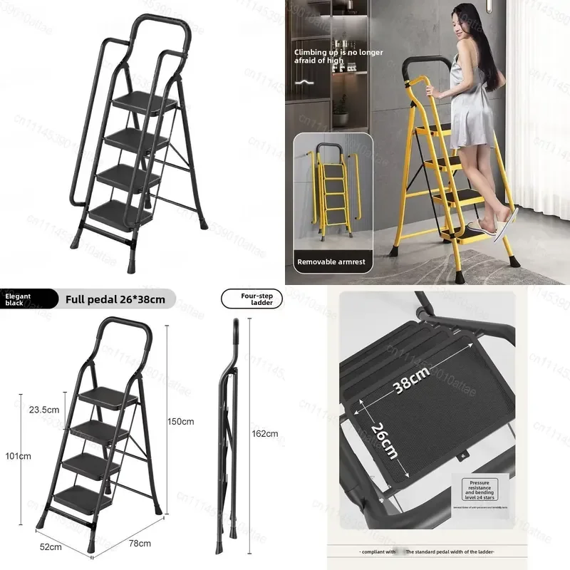 for Interior Decoration Handrail Ladders Household Folding Ladder Multi-purpose Thickened Widened Extra Wide Portable Pedals