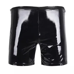 Men PU Leather PVC Leggings Shorts Lingerie Side Zipper Tight Latex Pants Bondage Exotic Gay Clubwear Hotpants Fetish Nightwear