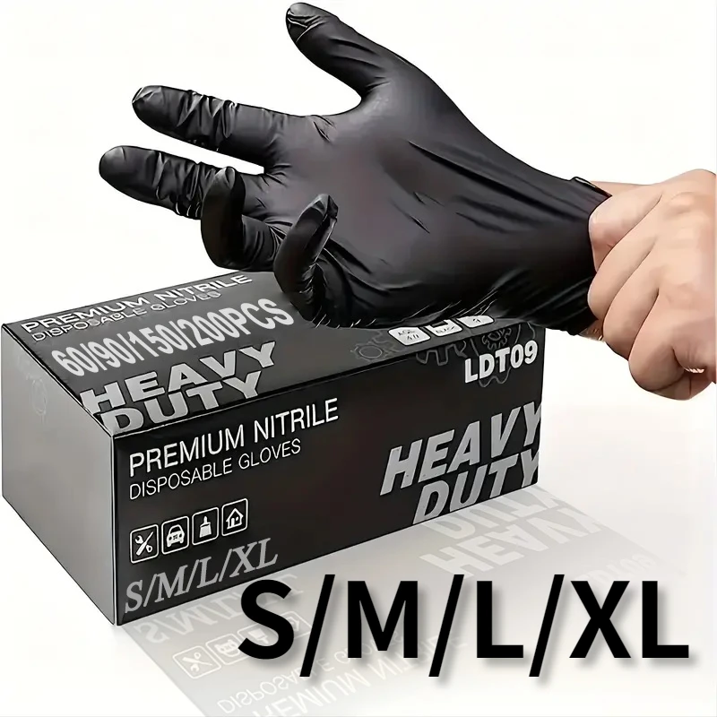 50PCS Black Disposable Nitrile Gloves Latex Free Powder Free Suitable Household Cleaning Suitable Pet Bathing Tattoo Tools