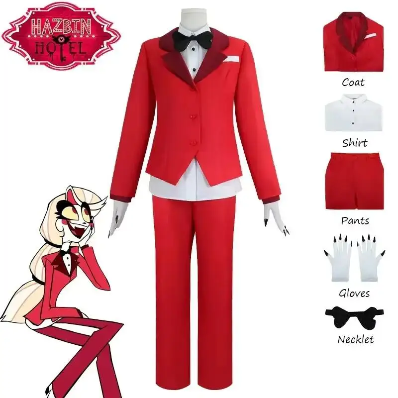 

Charlie Morningstar Cosplay Costume Hazbin Devil Red Suit Halloween Carnival Hotel Hell Princess Role Play Anime Uniform Women