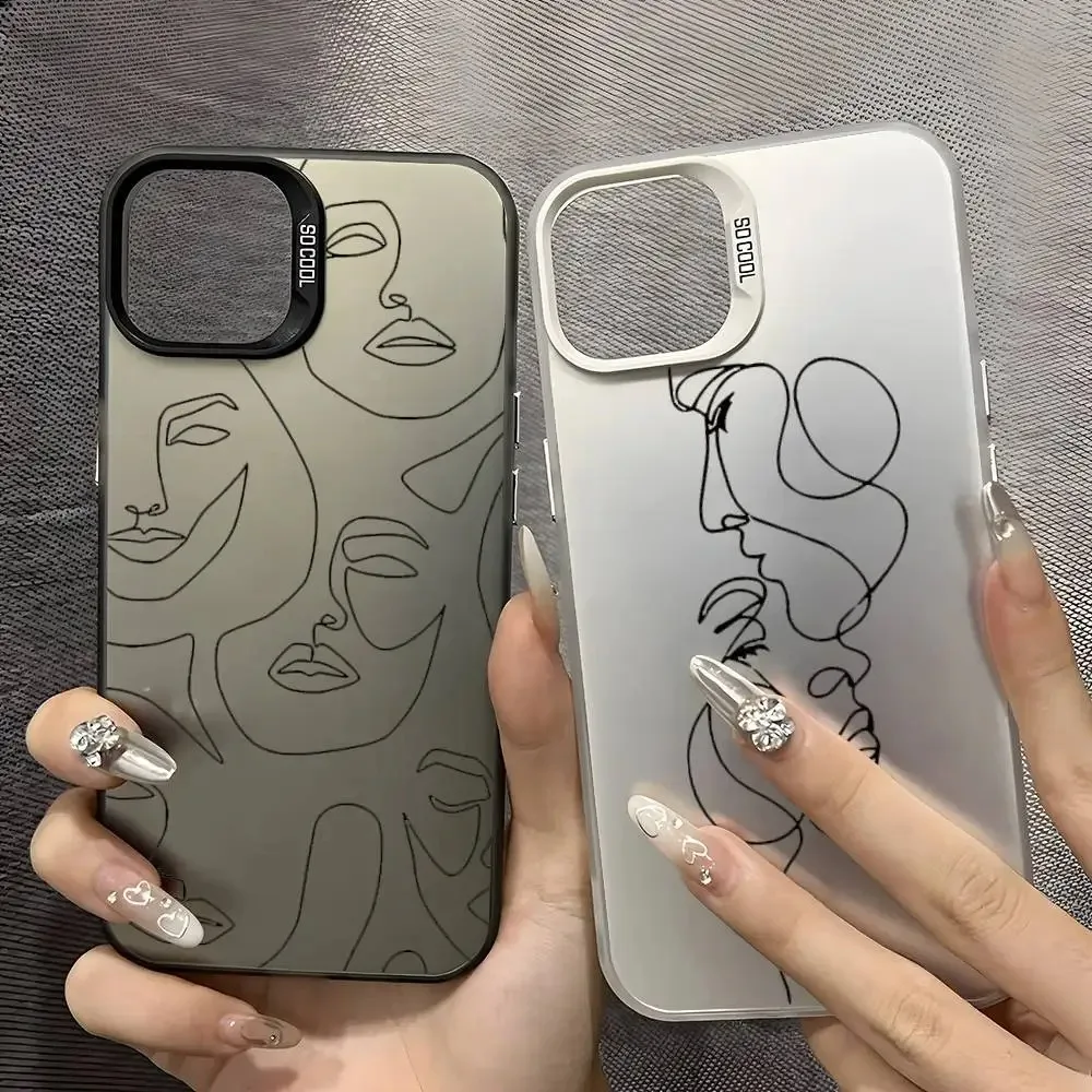 

Abstract Line Face INS Simple Phone Case For Samsung S20 S21 S22 Plus S23 S24 FE S25 Note 20 Ultra Multicolor Matte Laser Cover