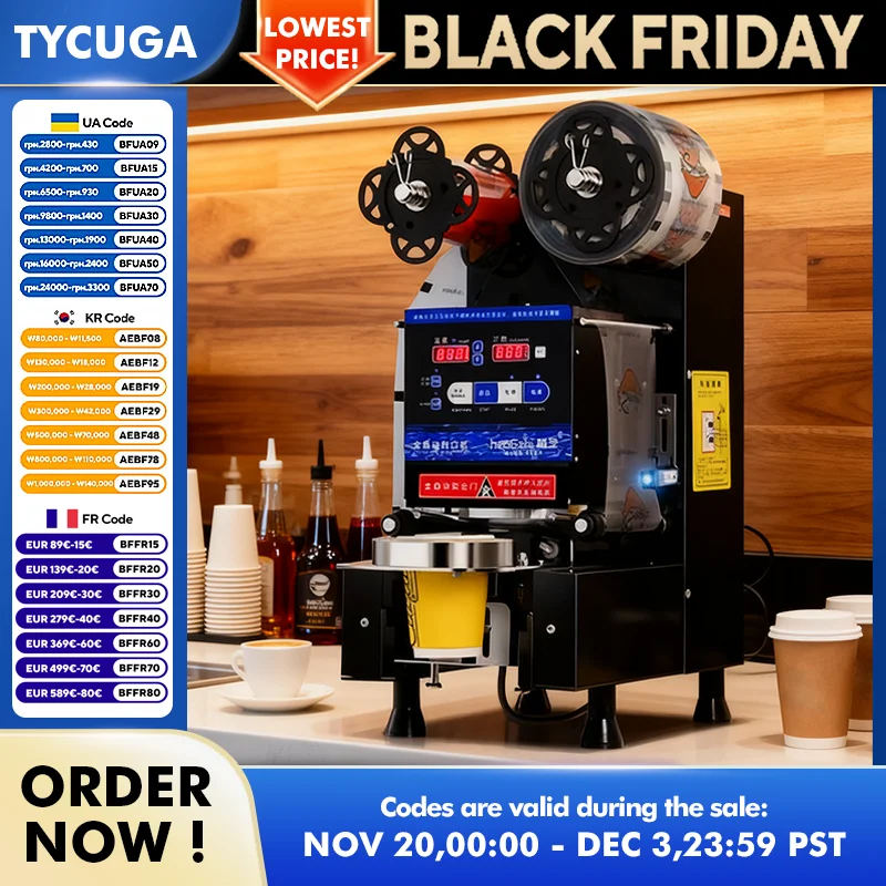 220/110V Stainless Steel Boba Tea Filler Sealer Electric Automatic Sealing Machine for Bubble Tea Equipment 9/9.5cm Coffee Shop