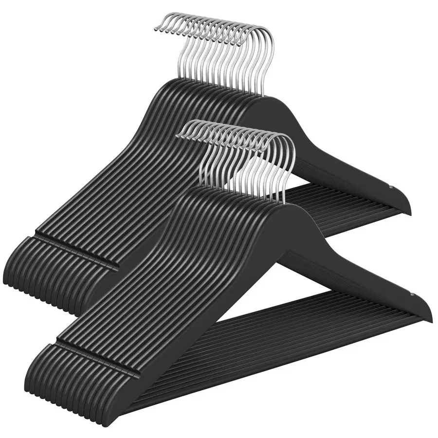 

Wooden Hangers, Pack of 30, Coat Hangers, Pants Bar, 360 Swivel Hooks, Solid Birch Wood, Space Saving, for Jackets, Shirts, Coat