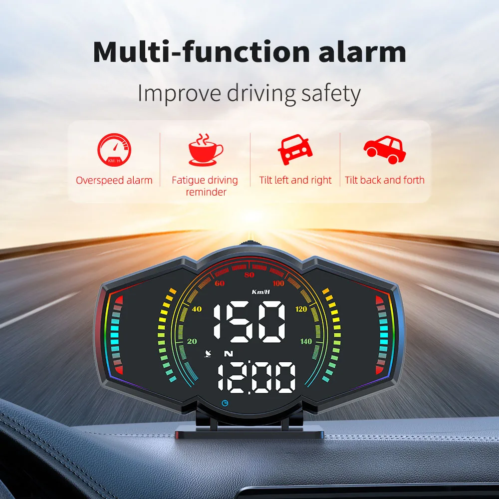 

Head Up Display Universal GPS Compass Car HUD Multi Functional Tester Alarm Speedometer Altimeter Slope Meter