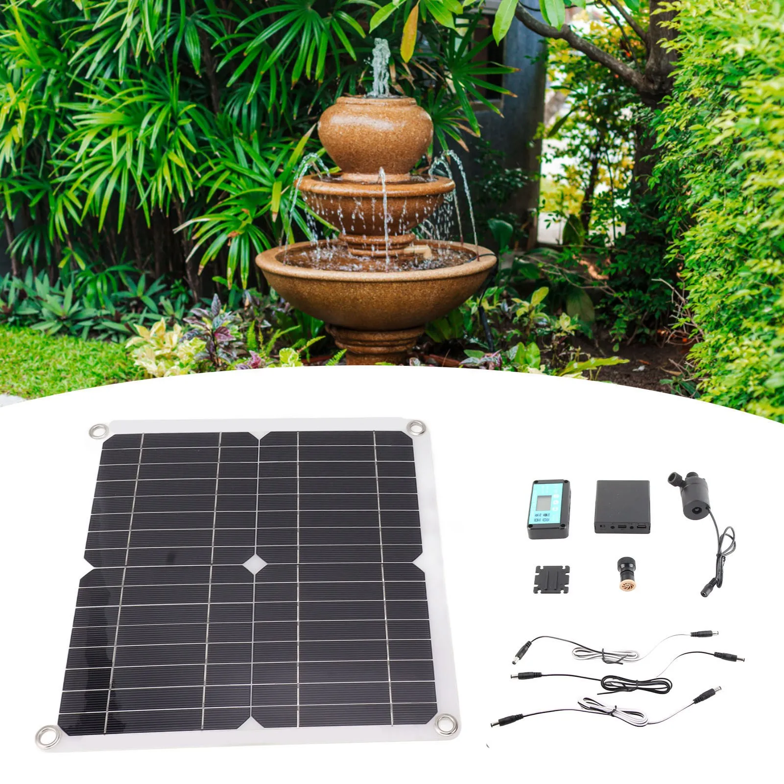 DC12V Solar Water Pump Kit 10W Solar Panel 22W Water Fountain Pump with Battery Box Timing Controller image 4