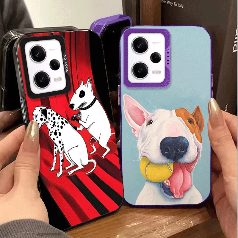 Bull Terrier Dog Cute Puppies Soft Phone Case for Samsung Galaxy S24 S25 FE S26 Edge S23 Ultra S22 Plus S21 + Shockproof Cover B