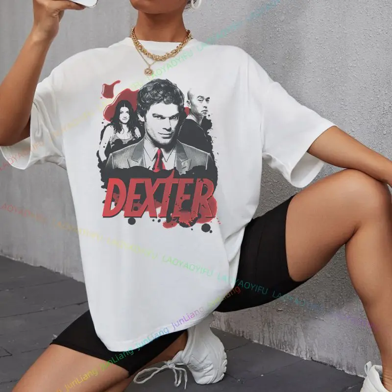 Showtime Dexter Never Lies Licensing Adult T-shirt Fun printed shirt Harajuku Y2K short sleeved baggy crew neck top